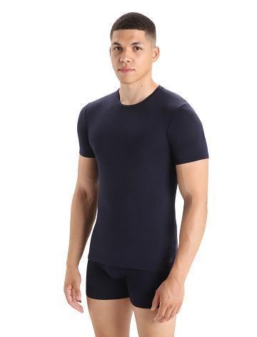 Midnight Navy Men's Icebreaker Merino Anatomica Short Sleeve Crewe T-Shirt Underwear | USA 1301GSOL